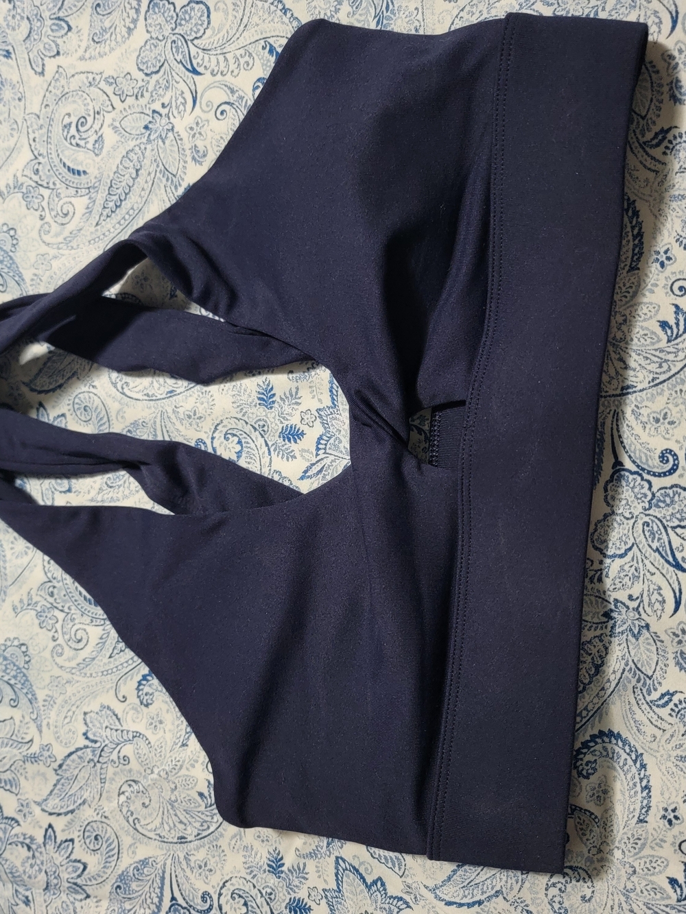 Fabletics Navy Sports Bra - Solid Racerback